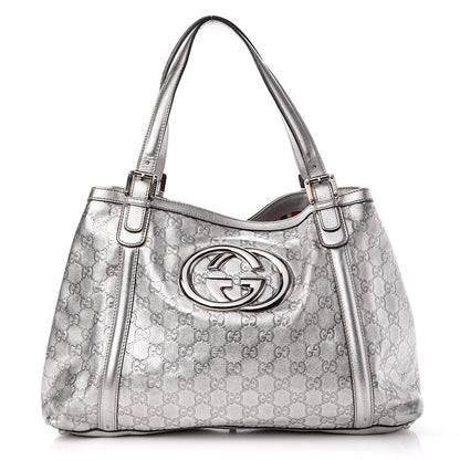 Gucci Guccissima Medium Britt Tote Silver 1 of 17