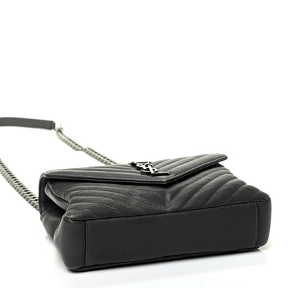 Saint Laurent Sheepskin Matelasse Chevron Monogram Medium College Bag Storm 4 of 5