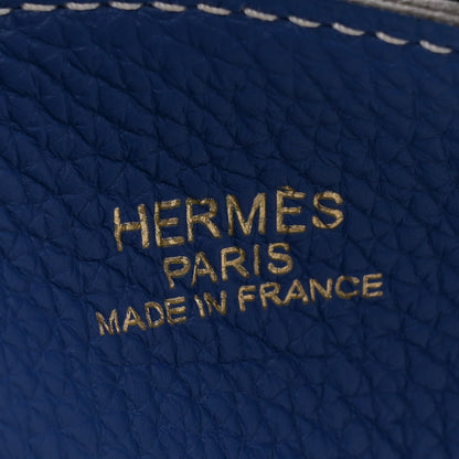 Hermes Taurillon Clemence Double Sens 36 Reversible Tote Graphite Bleu Electrique 9 of 16