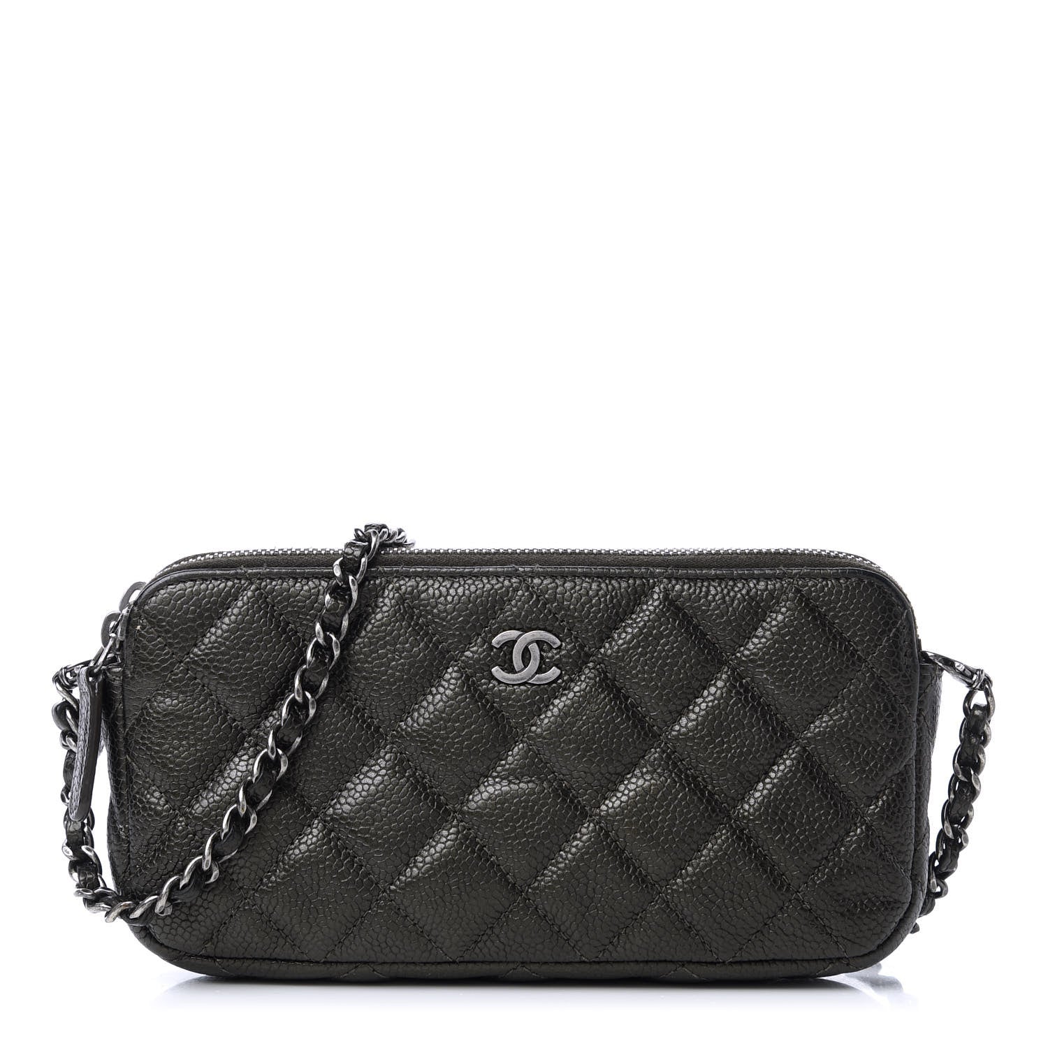 Chanel Caviar Quilted Small Clutch With Chain Dark Charcoal 1 of 12