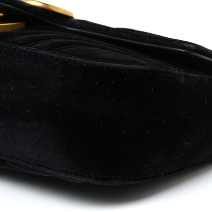 Gucci Velvet Matelasse Mini GG Marmont Shoulder Bag Black 10 of 17