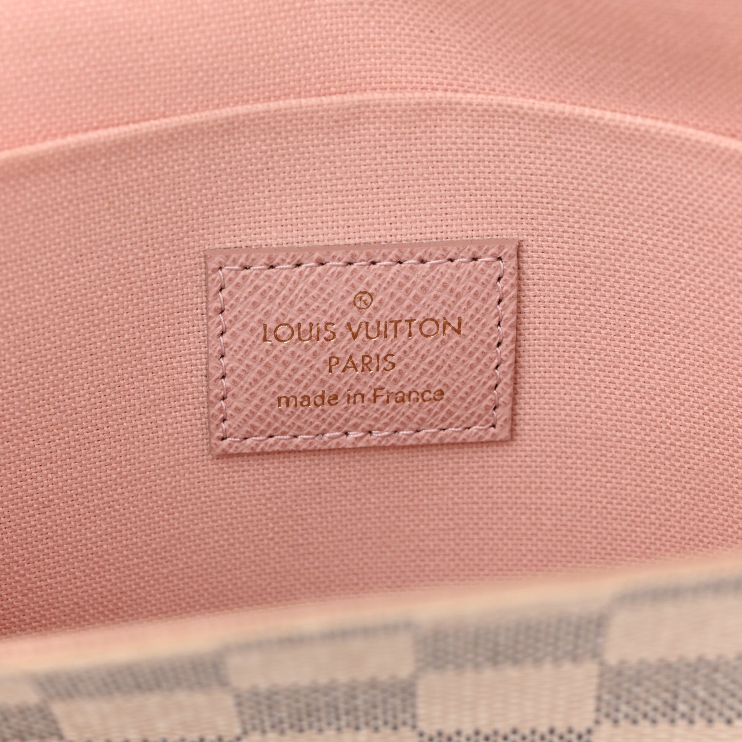 Damier Azur Pochette Felicie Chain Wallet Rose Ballerine
