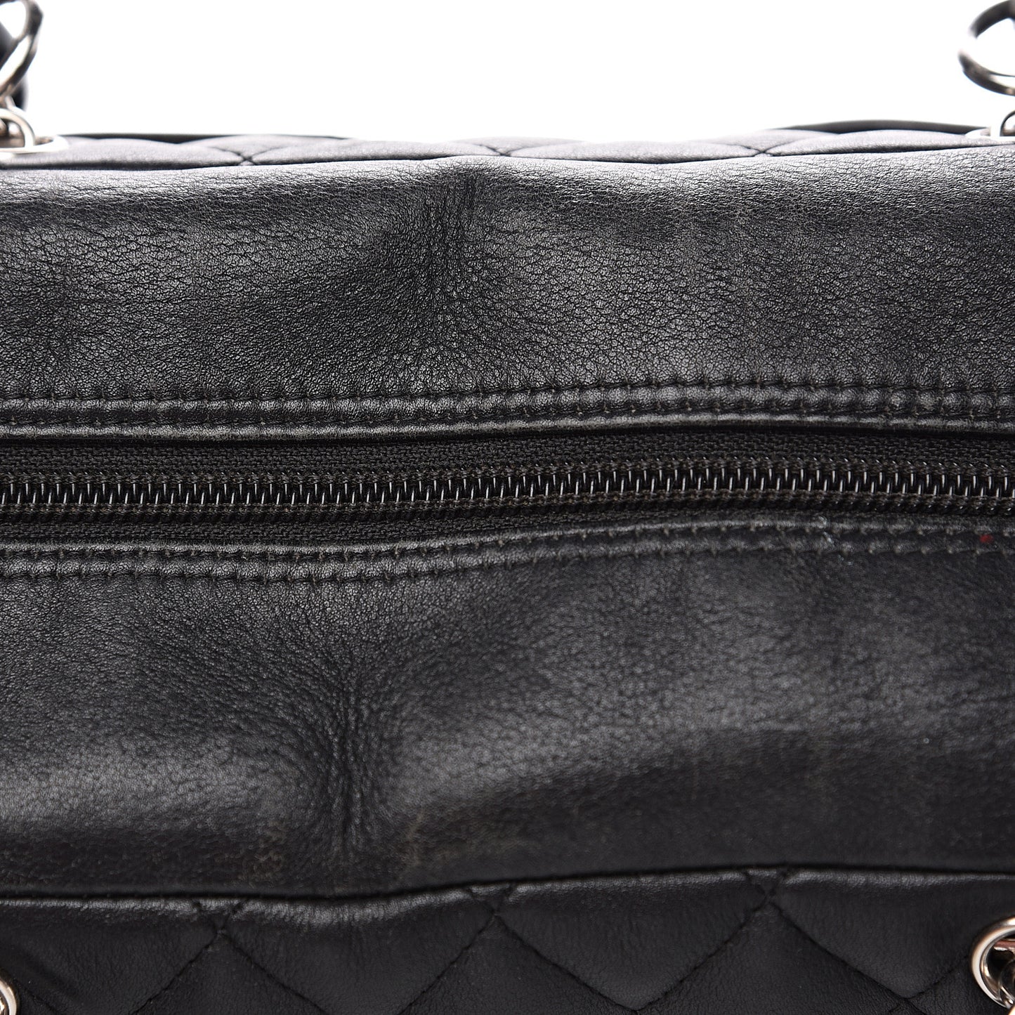 Calfskin Quilted Large Cambon Bowler Black White