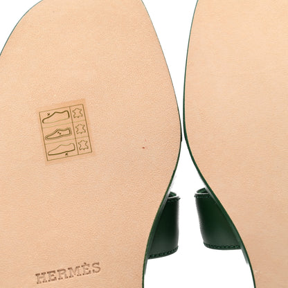 Hermes Calfskin Oran Sandals 35 Vert Electrique 9 of 11