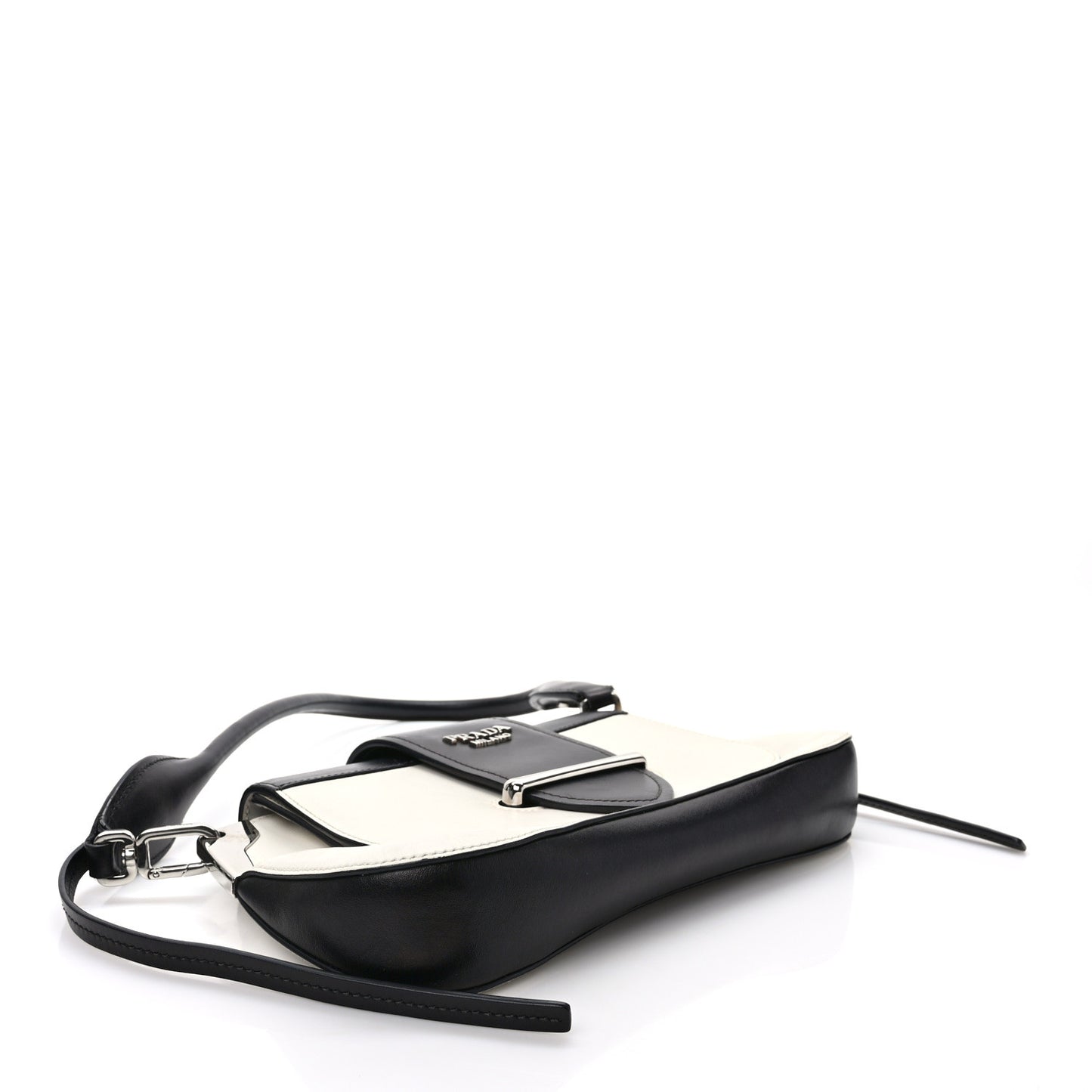 City Calfskin Small Sidonie Shoulder Bag White Black