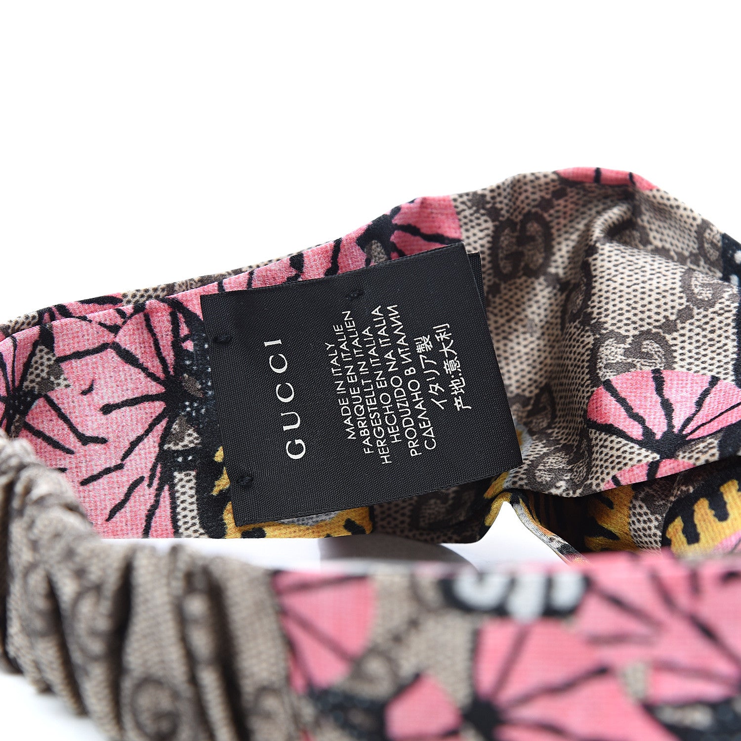 Gucci Silk Monogram Bengal Tiger Print Duchesse Headband Pink 3 of 3