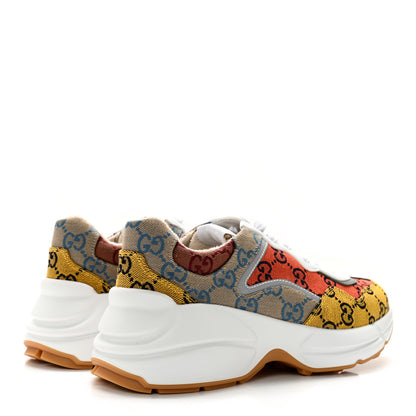 Gucci Monogram Multicolor Demetra Womens Rhyton Sneakers 37 Yellow Blue Great White Tabasco 4 of 9