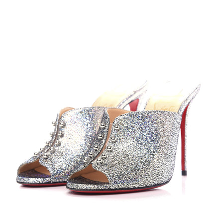 Christian Louboutin Nappa Mica PVC Glitter Predumule 100 Pumps 36 Silver 3 of 9