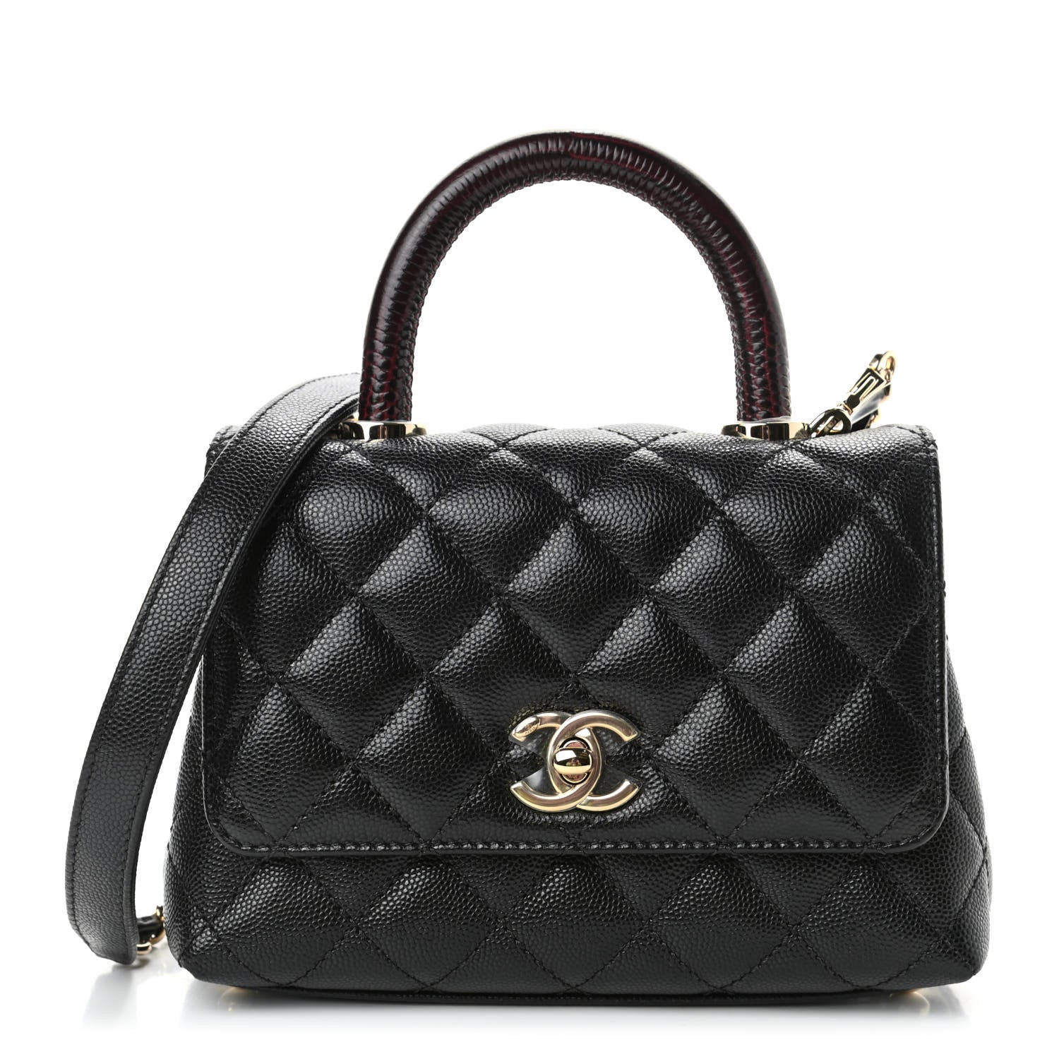 Chanel Caviar Lizard Embossed Quilted Extra Mini Coco Handle Flap Black 1 of 4