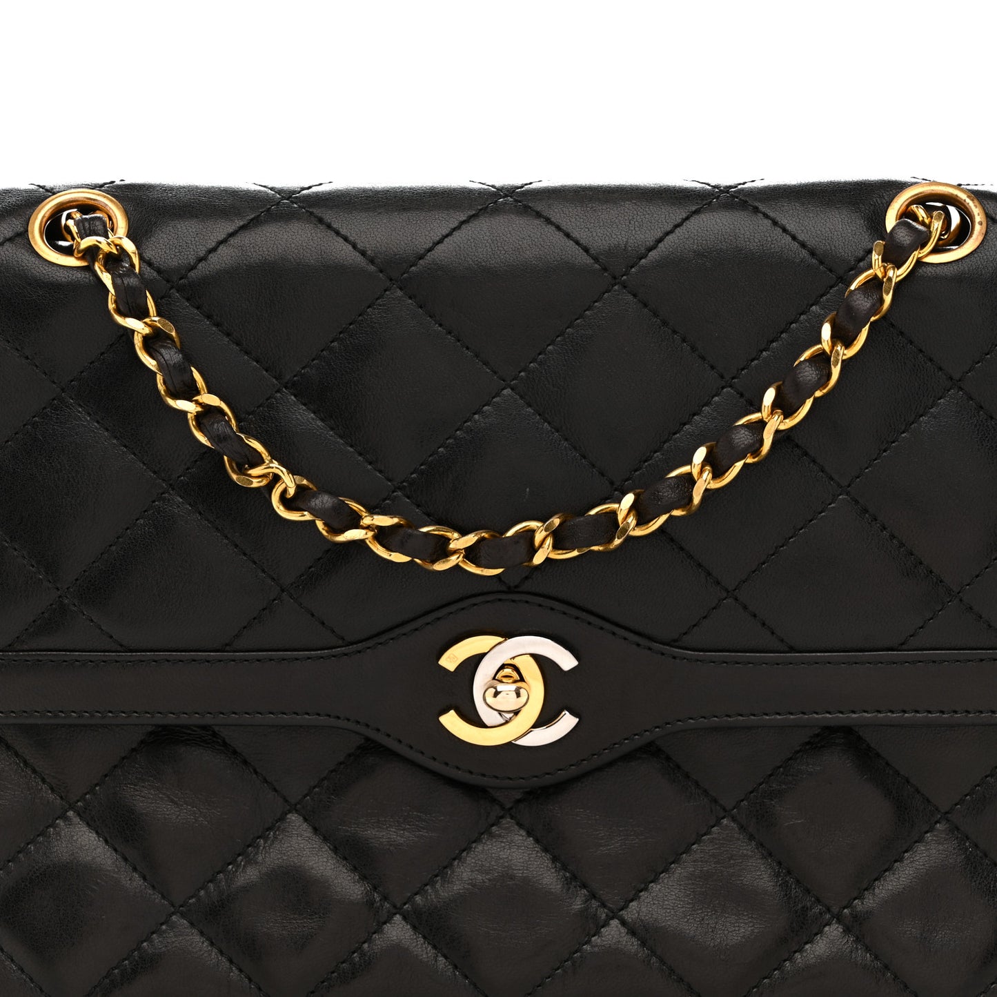 Lambskin Quilted Medium Single Flap Black
