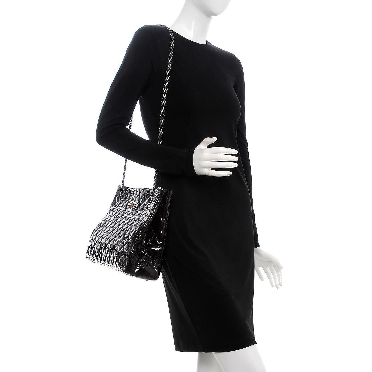 Patent Calfskin Quilted Reissue 2.55 Tote Dark Brown