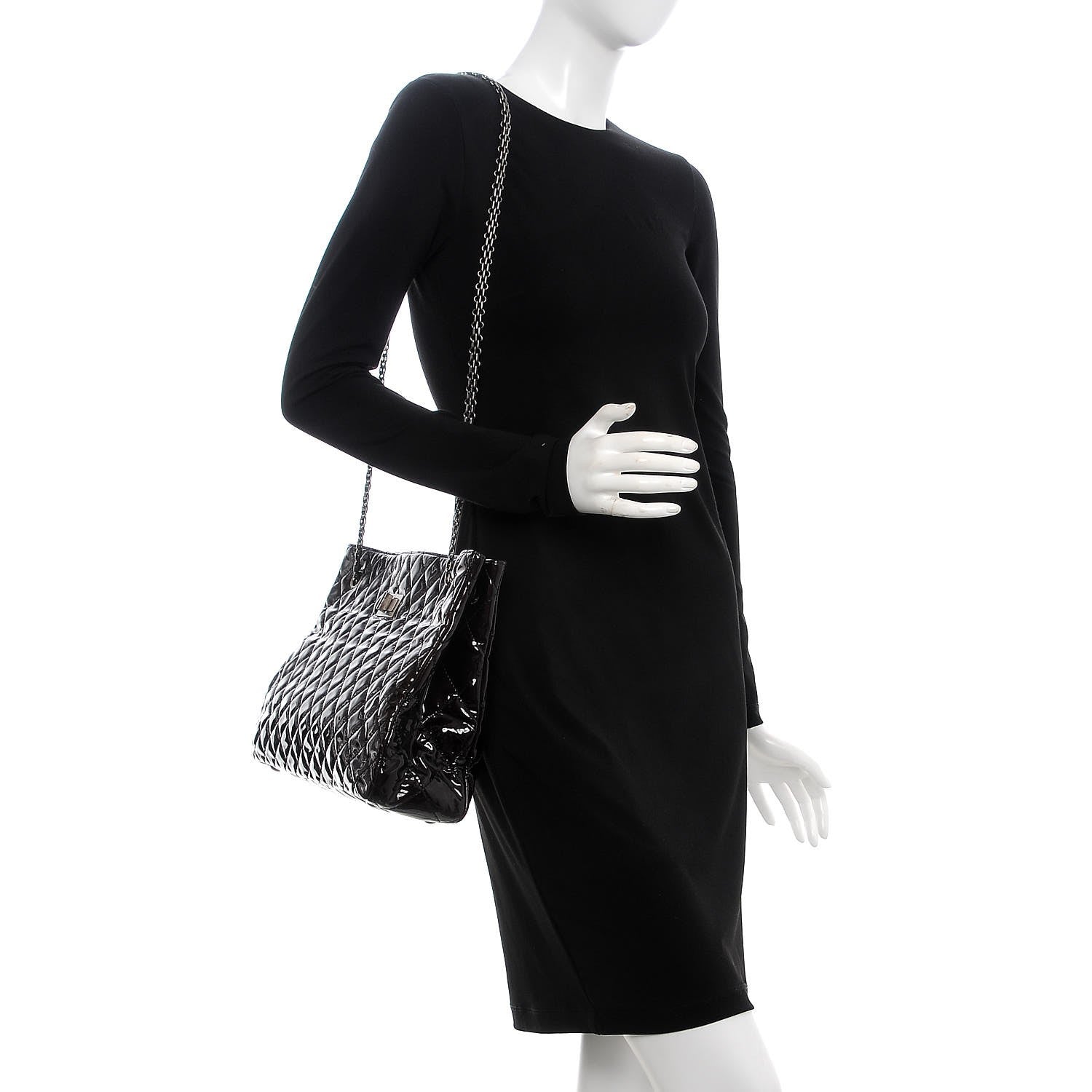Chanel Patent Calfskin Quilted Reissue 2.55 Tote Dark Brown 5 of 13