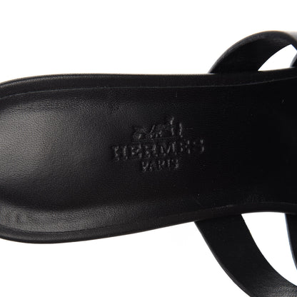 Hermes Calfskin Epsom Amica Sandals 38.5 Black 7 of 9