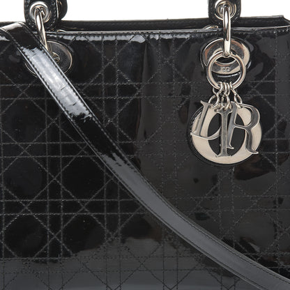 Christian Dior Patent Cannage Stitched Medium Lady Dior Black 8 of 13