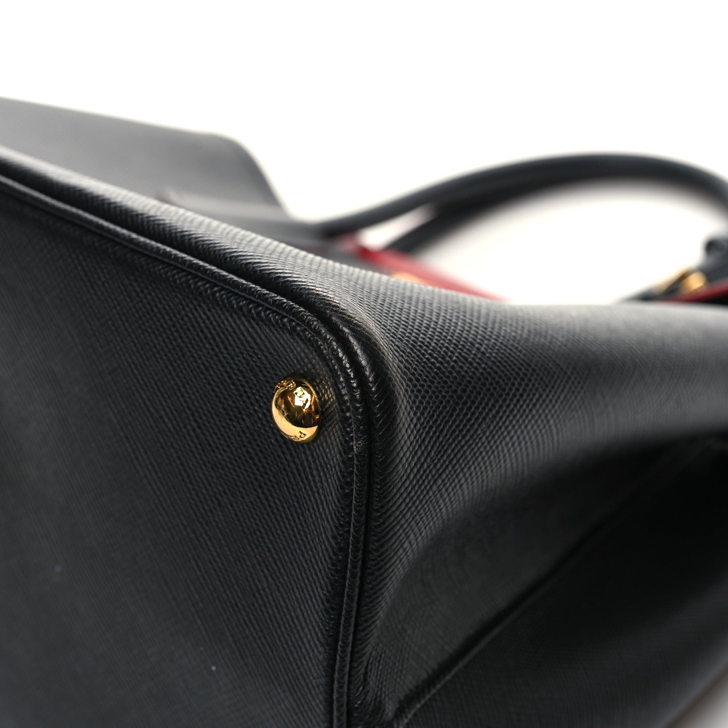 Prada Saffiano Cuir Large Double Bag Black Fuoco 10 of 12