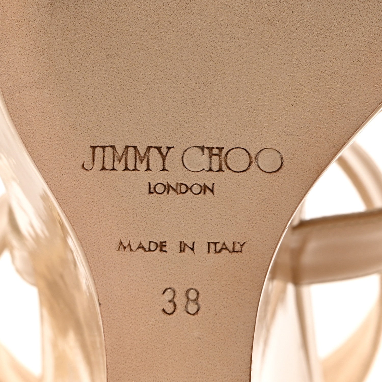 Jimmy Choo Patent Calfskin Lucia 120 Wedge Sandals 38 Nude 7 of 8