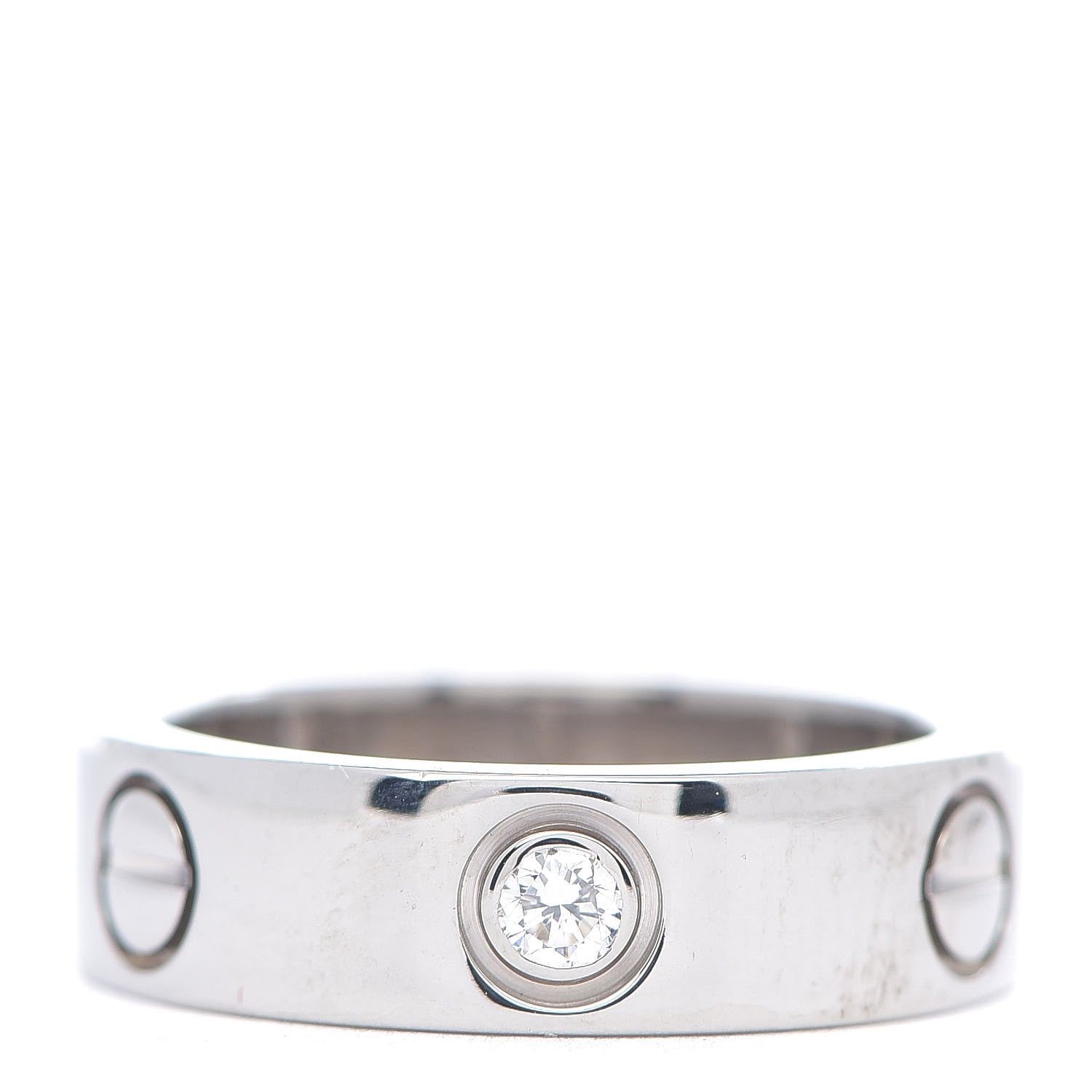 Cartier 18K White Gold 3 Diamond 5.5mm LOVE Ring 51 5.75 1 of 8