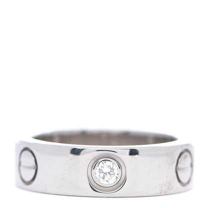 Cartier 18K White Gold 3 Diamond 5.5mm LOVE Ring 51 5.75 1 of 8