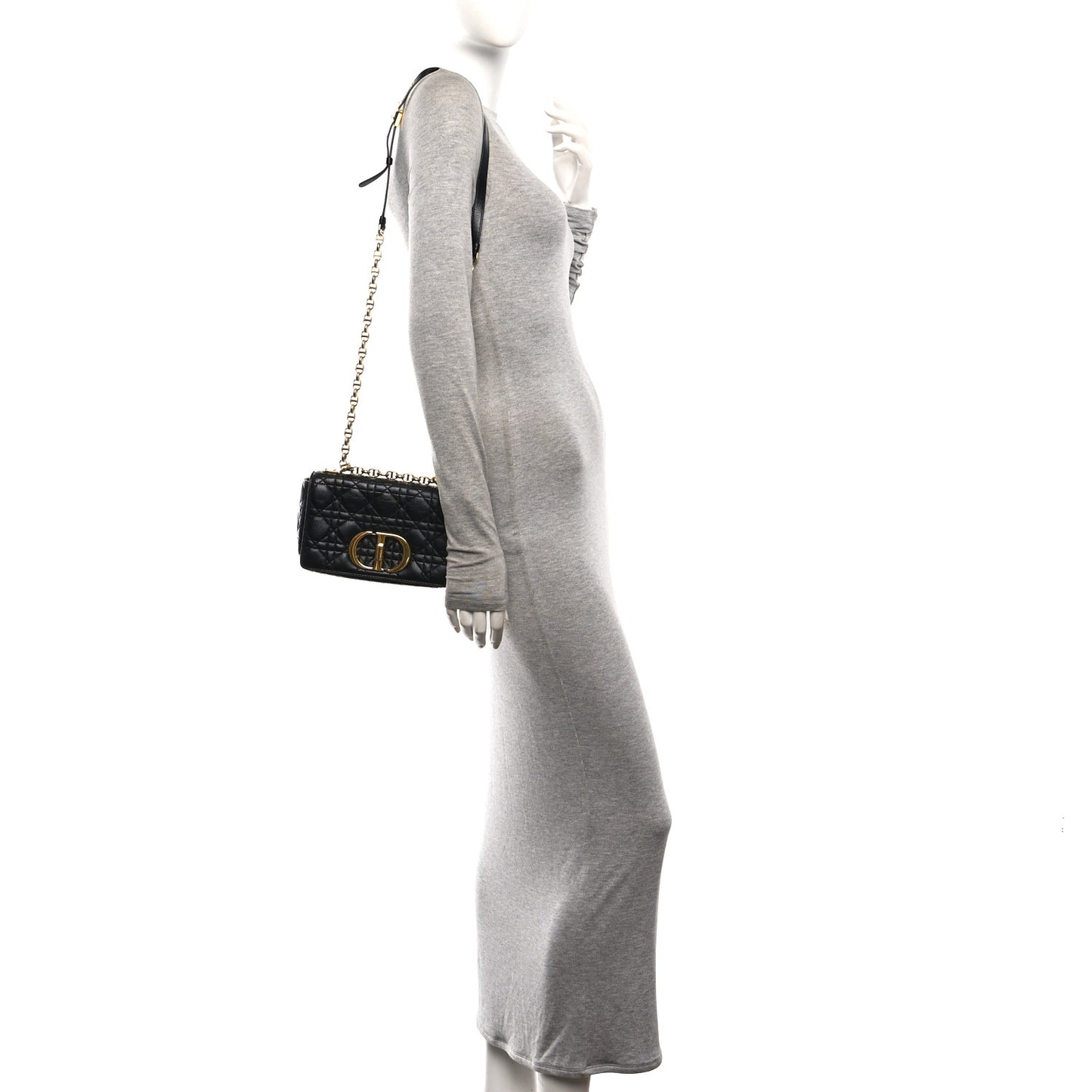 Calfskin Cannage Small Caro Bag Black