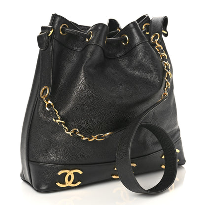 Chanel Caviar CC Drawstring Shoulder Bag Black 4 of 9
