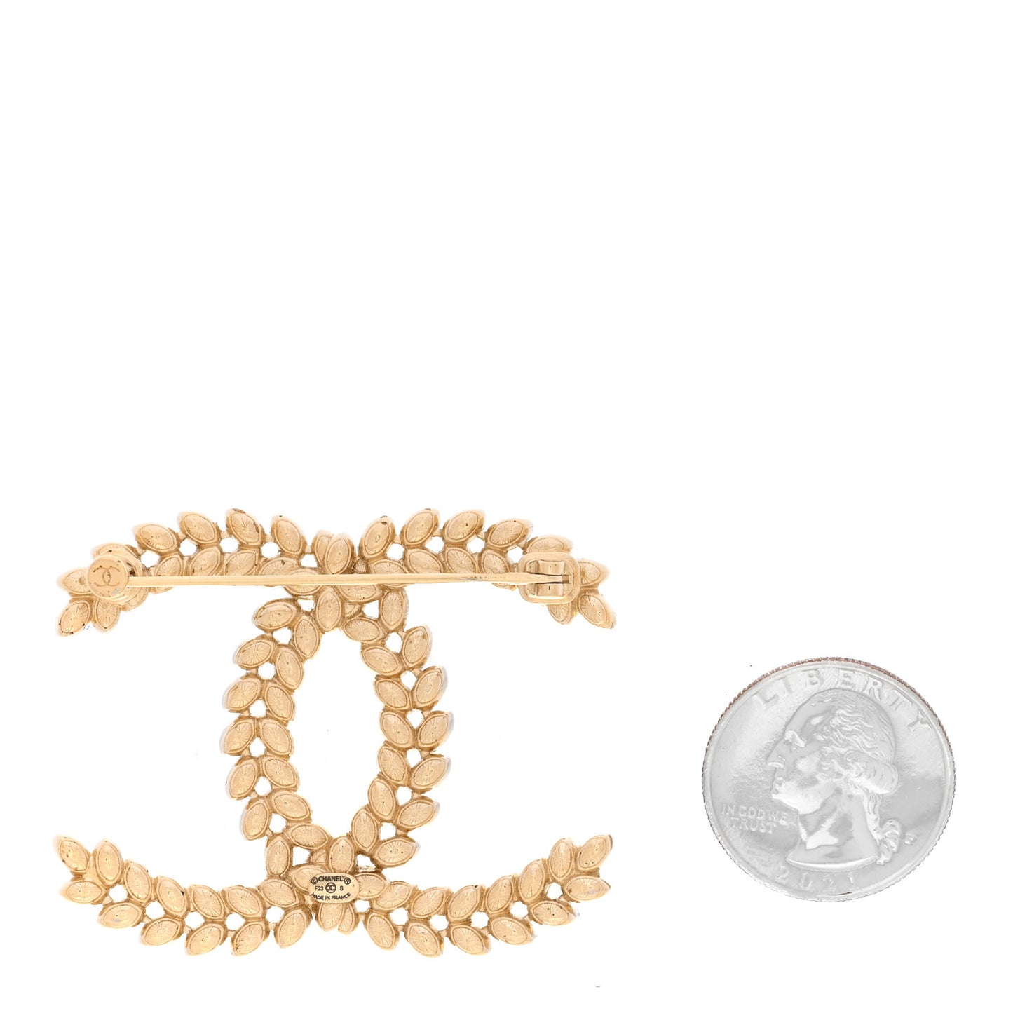 Crystal Sparkling Wheat CC Brooch Gold