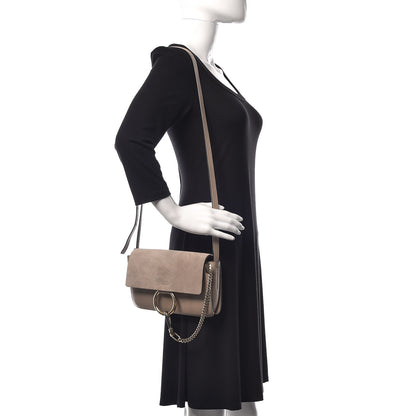 Chloe Suede Calfskin Small Faye Shoulder Bag Motty Grey 2 of 10