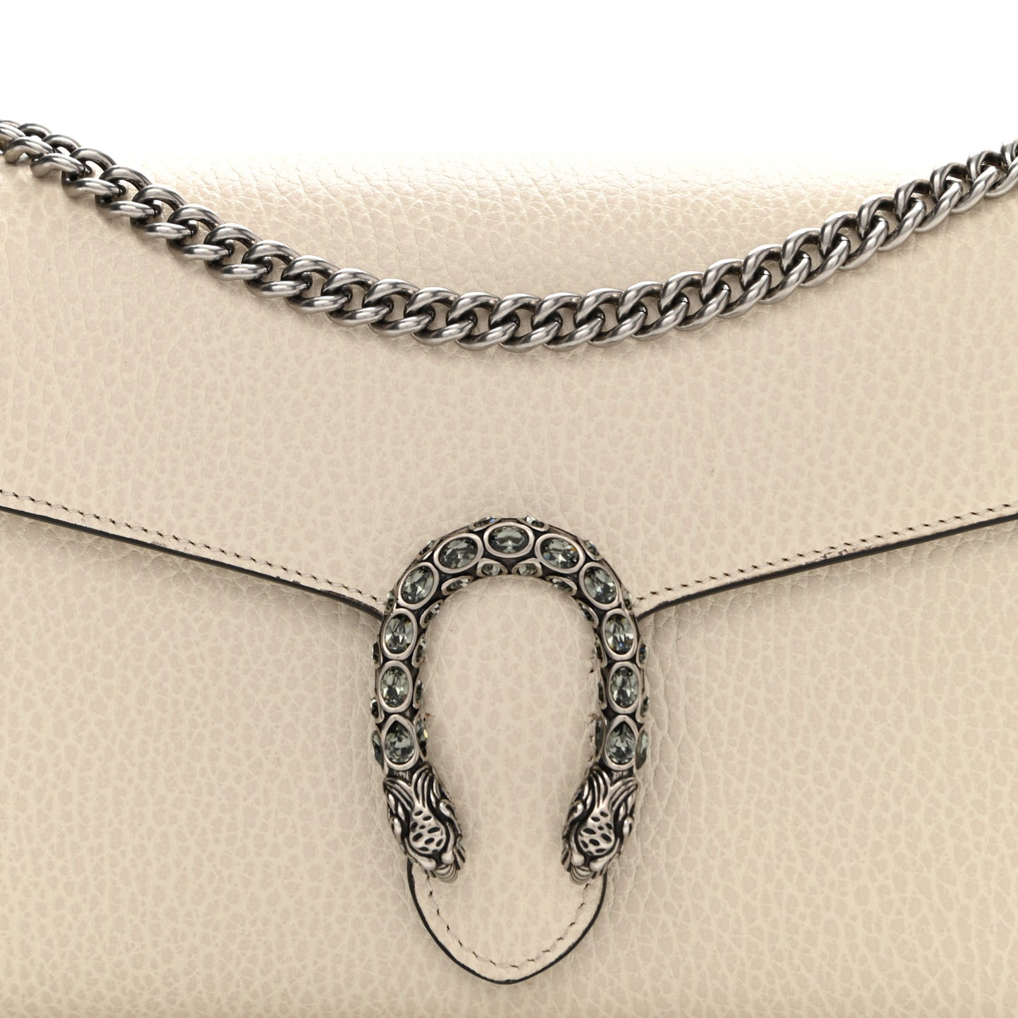 Dollar Calfskin Mini Dionysus Chain Wallet Mystic White