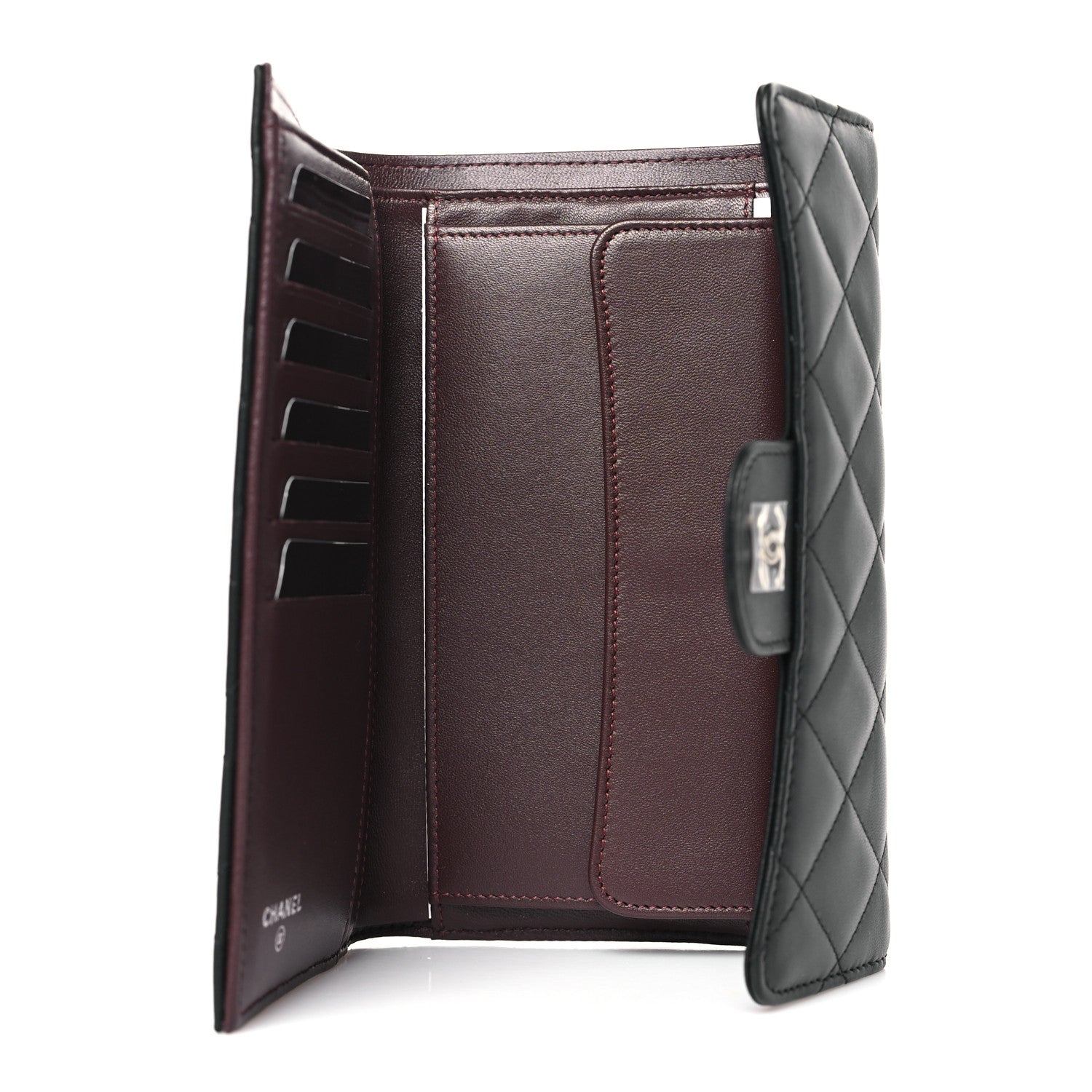 Chanel Lambskin Quilted Large Gusset Flap Wallet Black 5 of 8