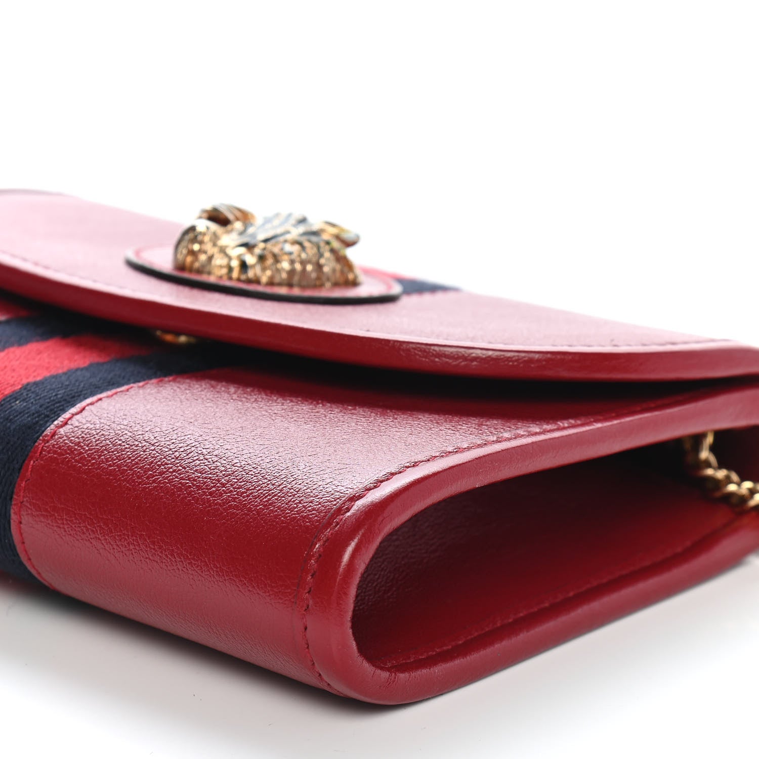 Gucci Textured Calfskin Web Mini Rajah Slim Flap Shoulder Bag Romantic Cherry 9 of 9