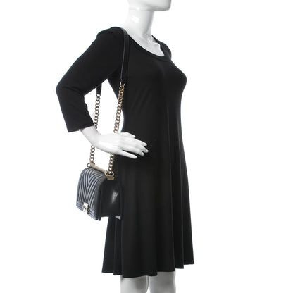 Chanel Caviar Chevron Quilted Medium Boy Flap Black 3 of 9