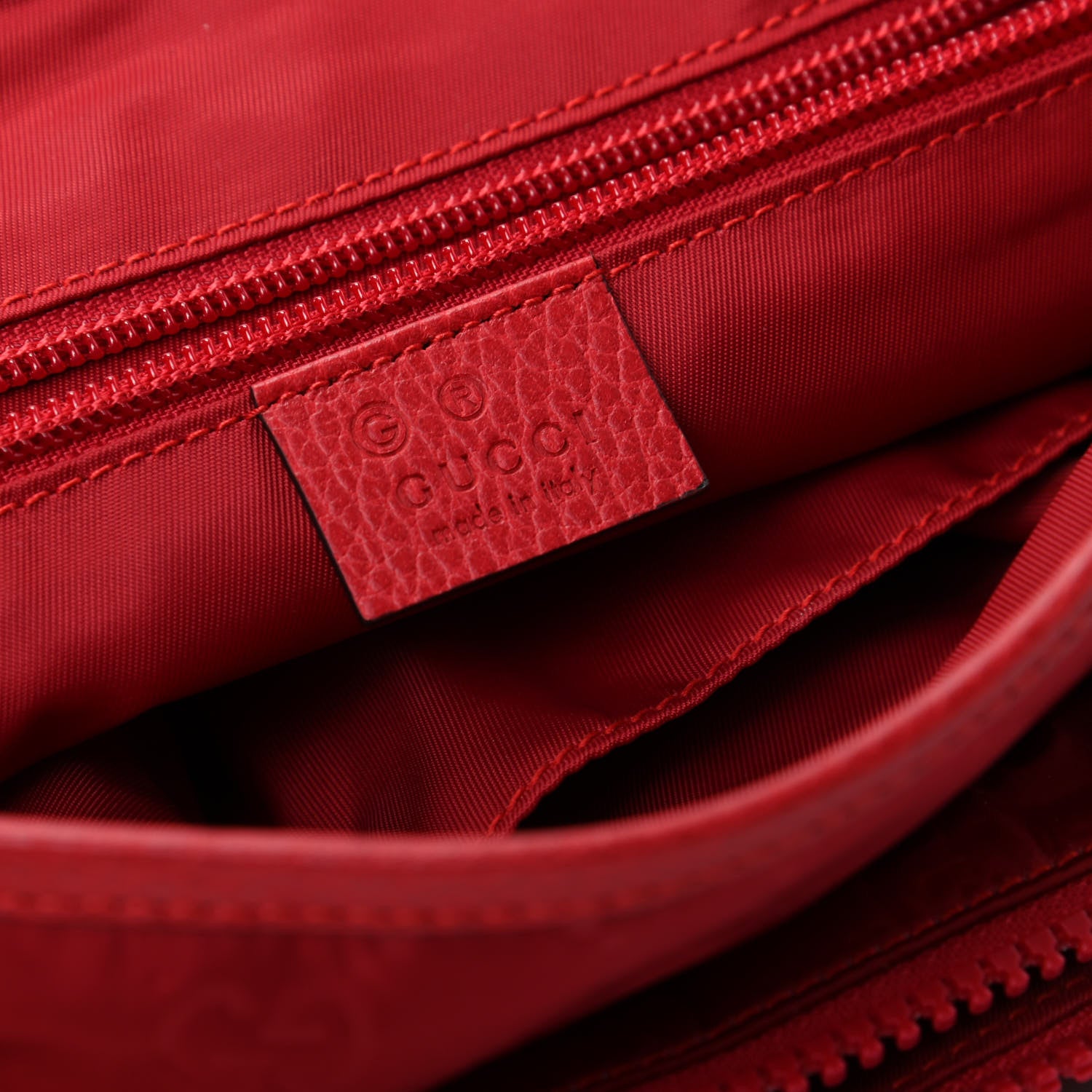 Gucci Nylon Monogram Double Buckle Flap Messenger Bag Vibrant Red 8 of 9