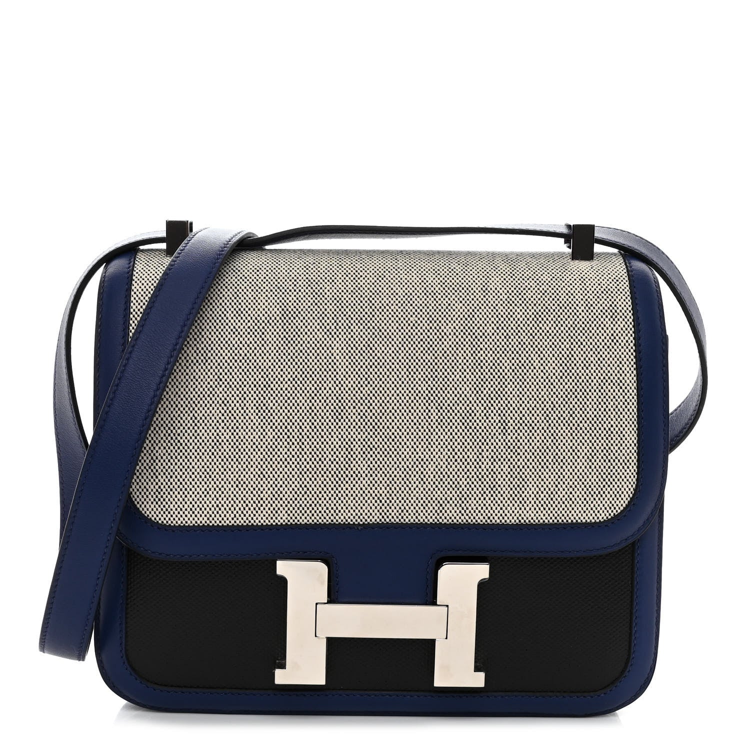 Hermes Swift Toile Constance 24 Bleu Saphir Black Ecru 1 of 10