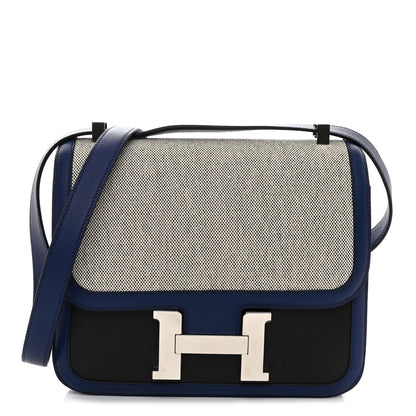 Hermes Swift Toile Constance 24 Bleu Saphir Black Ecru 1 of 10