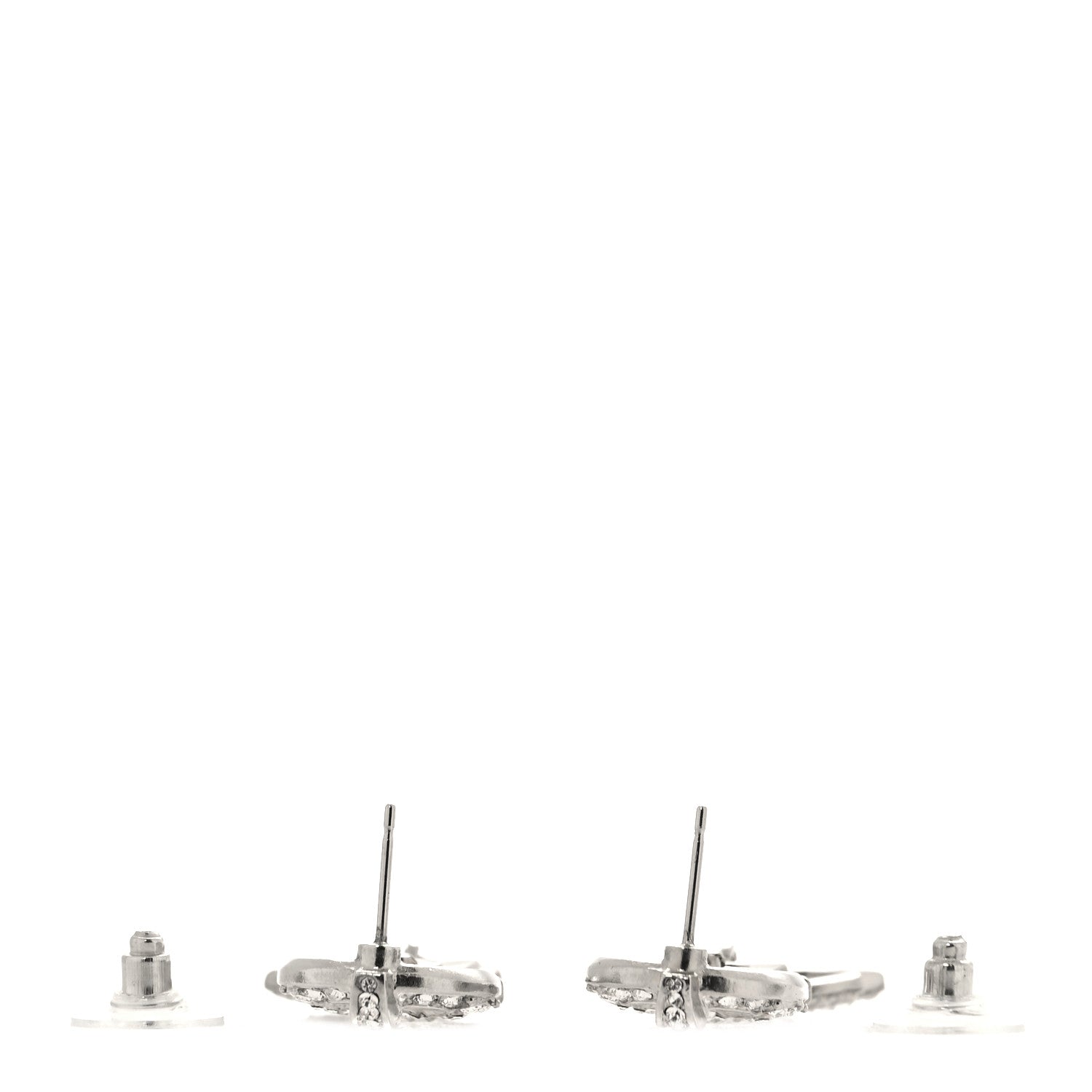 Chanel Strass Crystal CC Star Drop Earrings Silver 3 of 4