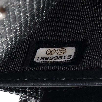 Chanel Glittered Calfskin Quilted Long Flap Wallet Black 7 of 7