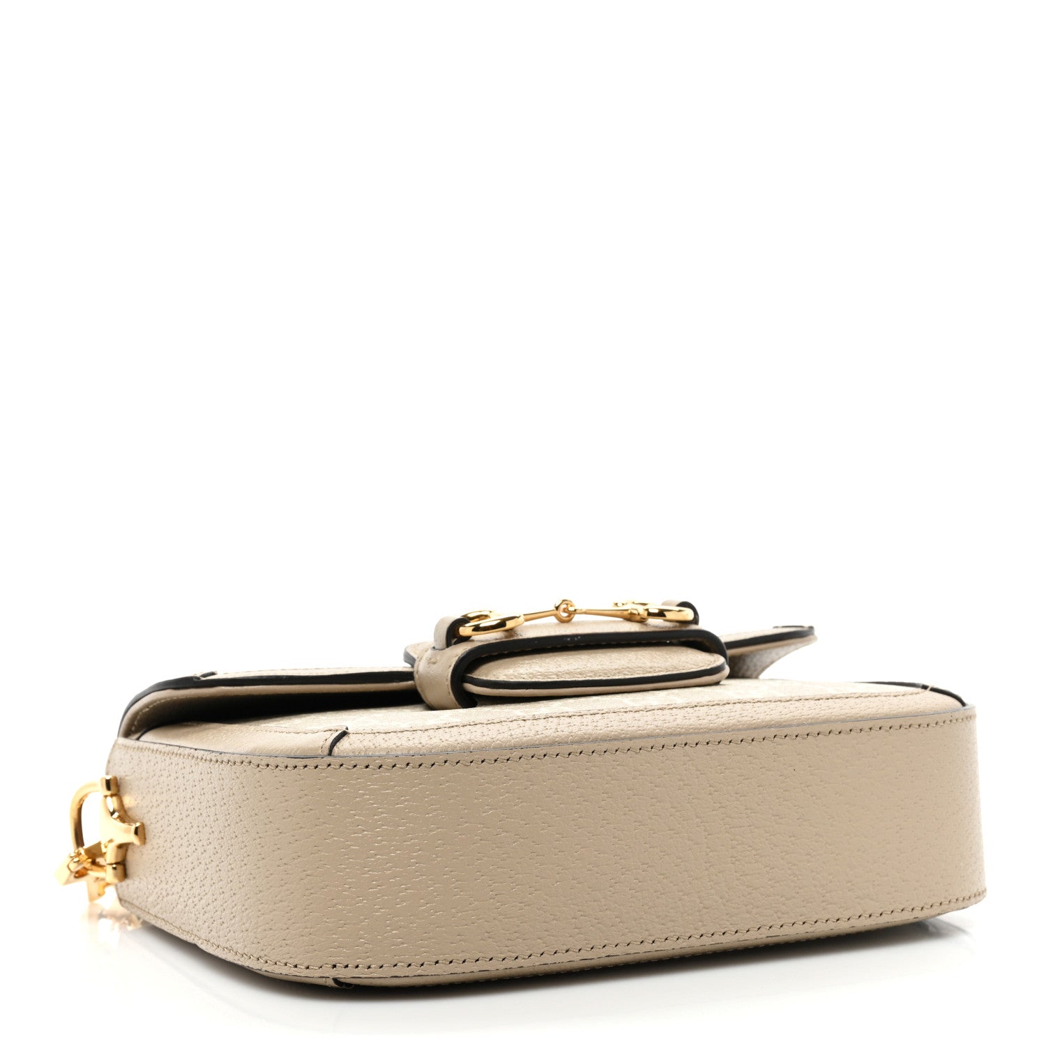 Gucci GG Supreme Monogram Textured Dollar Calfskin Web Mini Horsebit 1955 Shoulder Bag Beige Mystic White Oatmeal 4 of 9