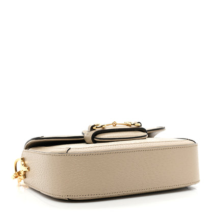 Gucci GG Supreme Monogram Textured Dollar Calfskin Web Mini Horsebit 1955 Shoulder Bag Beige Mystic White Oatmeal 4 of 9