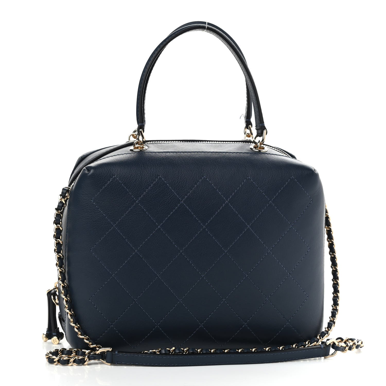 Chanel Calfskin Stitched CC Camera Case Bag Blue 3 of 11