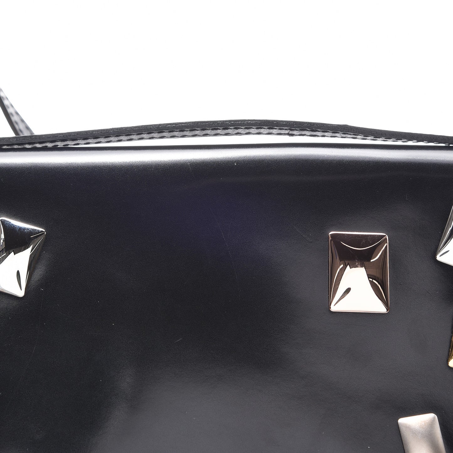 Glazed Calfskin Sac Triangle PM Black