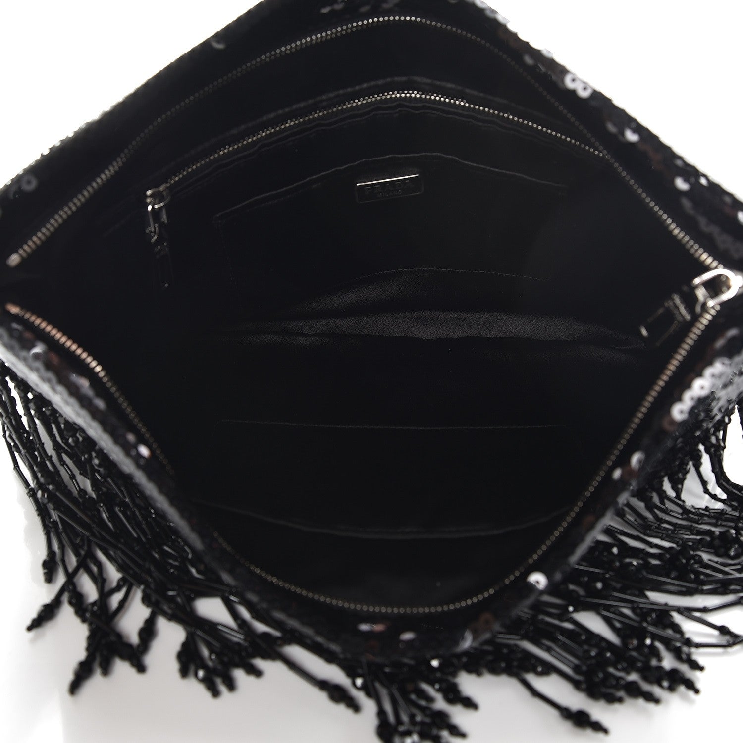 Prada Sequin Beaded Flat Clutch Black 4 of 7