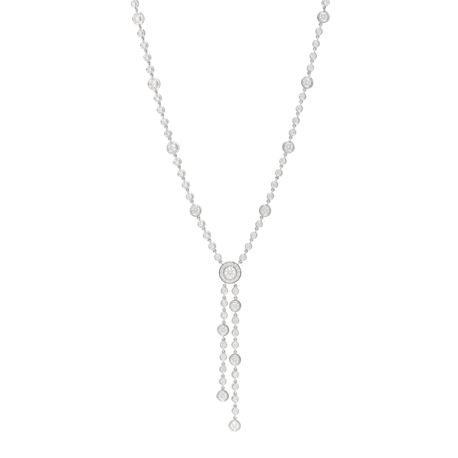 Tiffany Platinum Diamond Circlet Double Drop Necklace 1 of 5