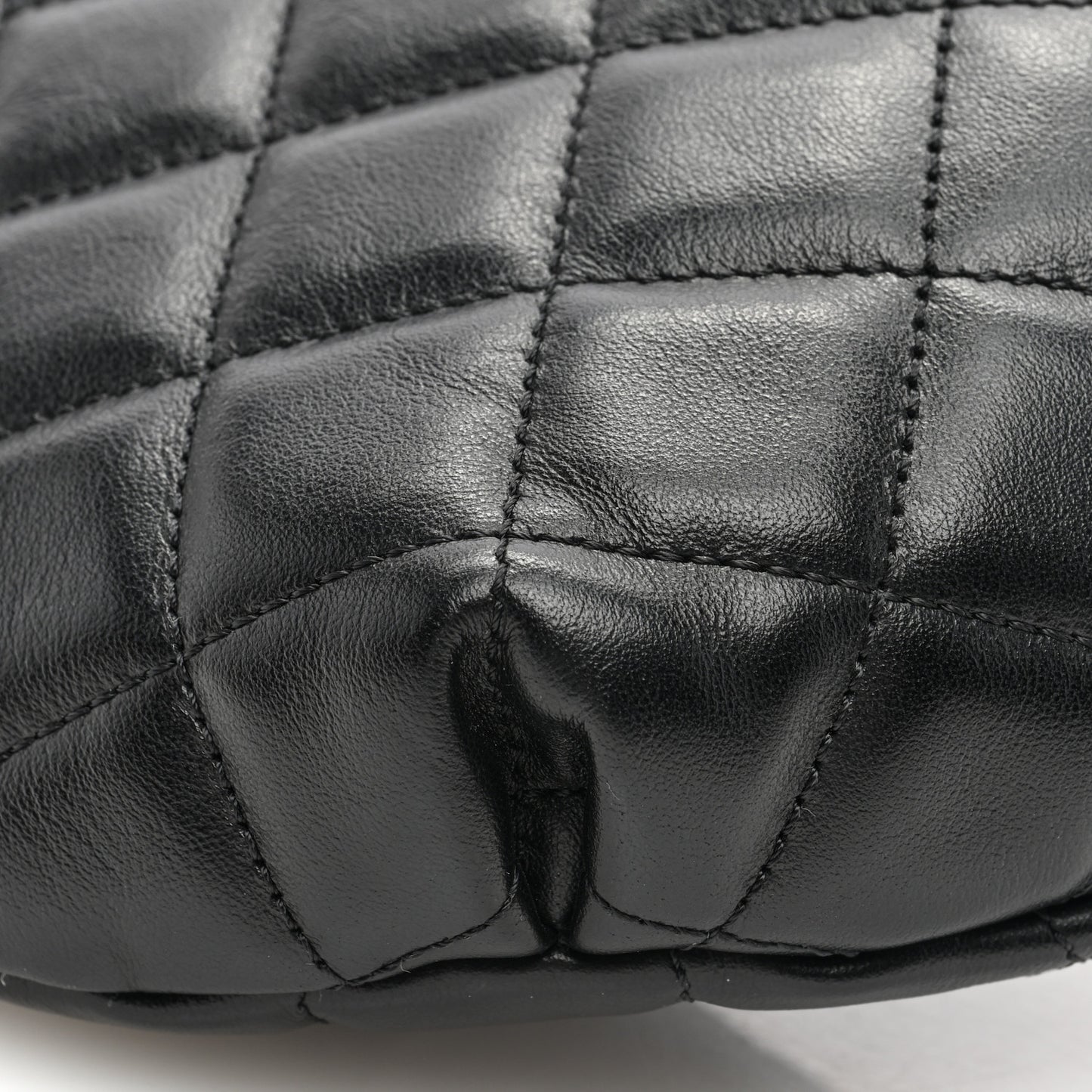 Lambskin Quilted Waist Belt Bag Black