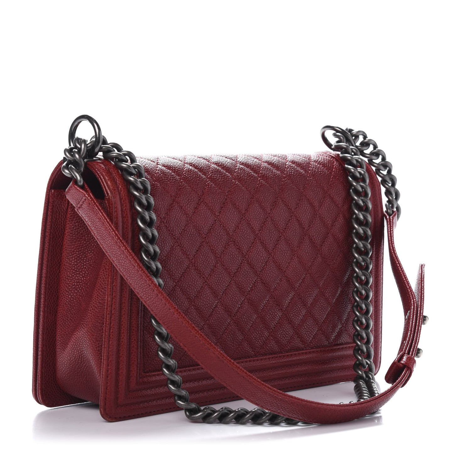 Caviar Quilted New Medium Boy Flap Dark Red
