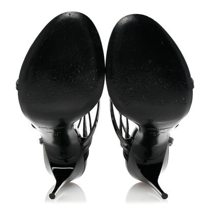 Saint Laurent Patent Calfskin Ankle Strap Sandals 37 Black 6 of 8