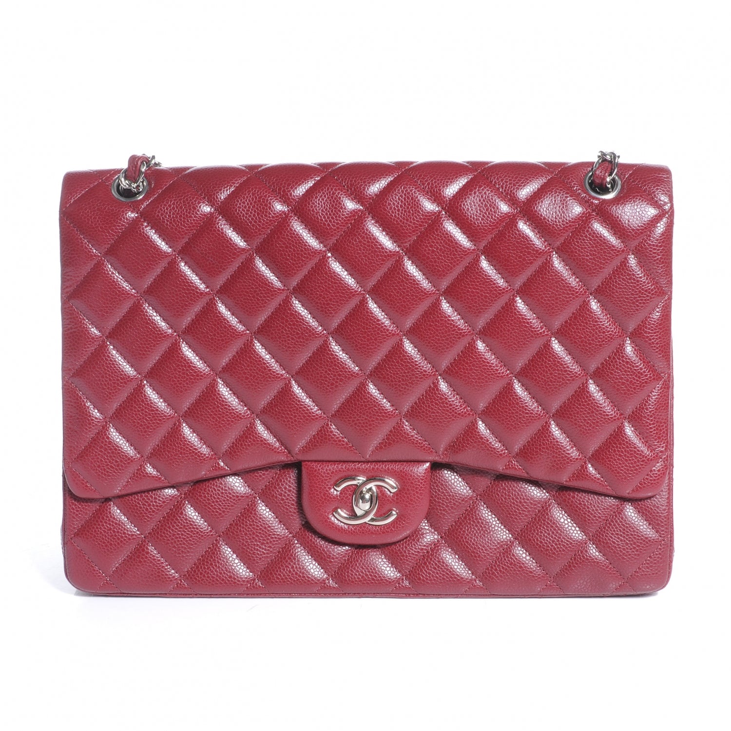 Chanel Caviar Maxi Single Flap Red 1 of 10