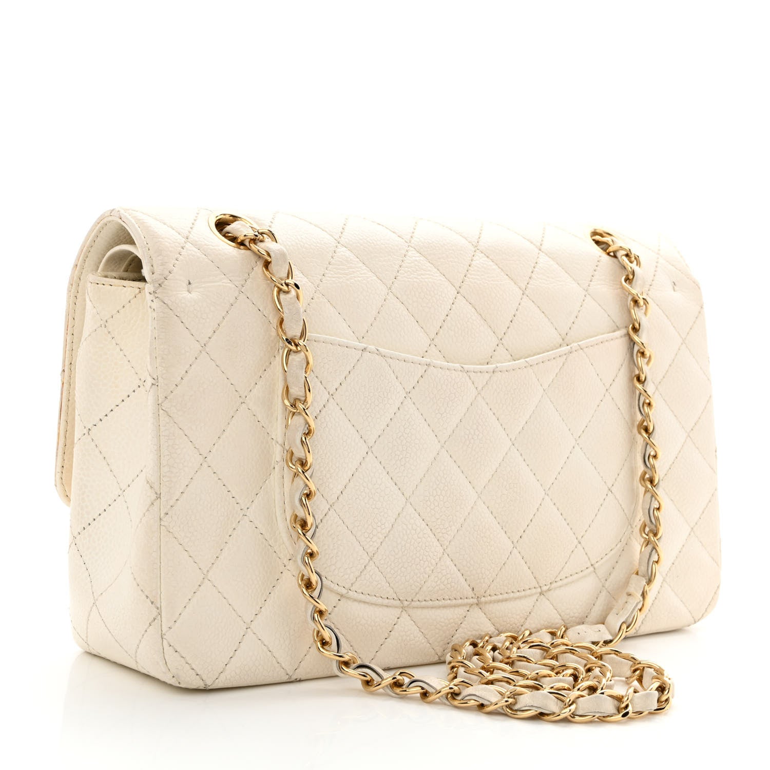 Chanel Caviar Quilted Medium Double Flap White 3 of 15