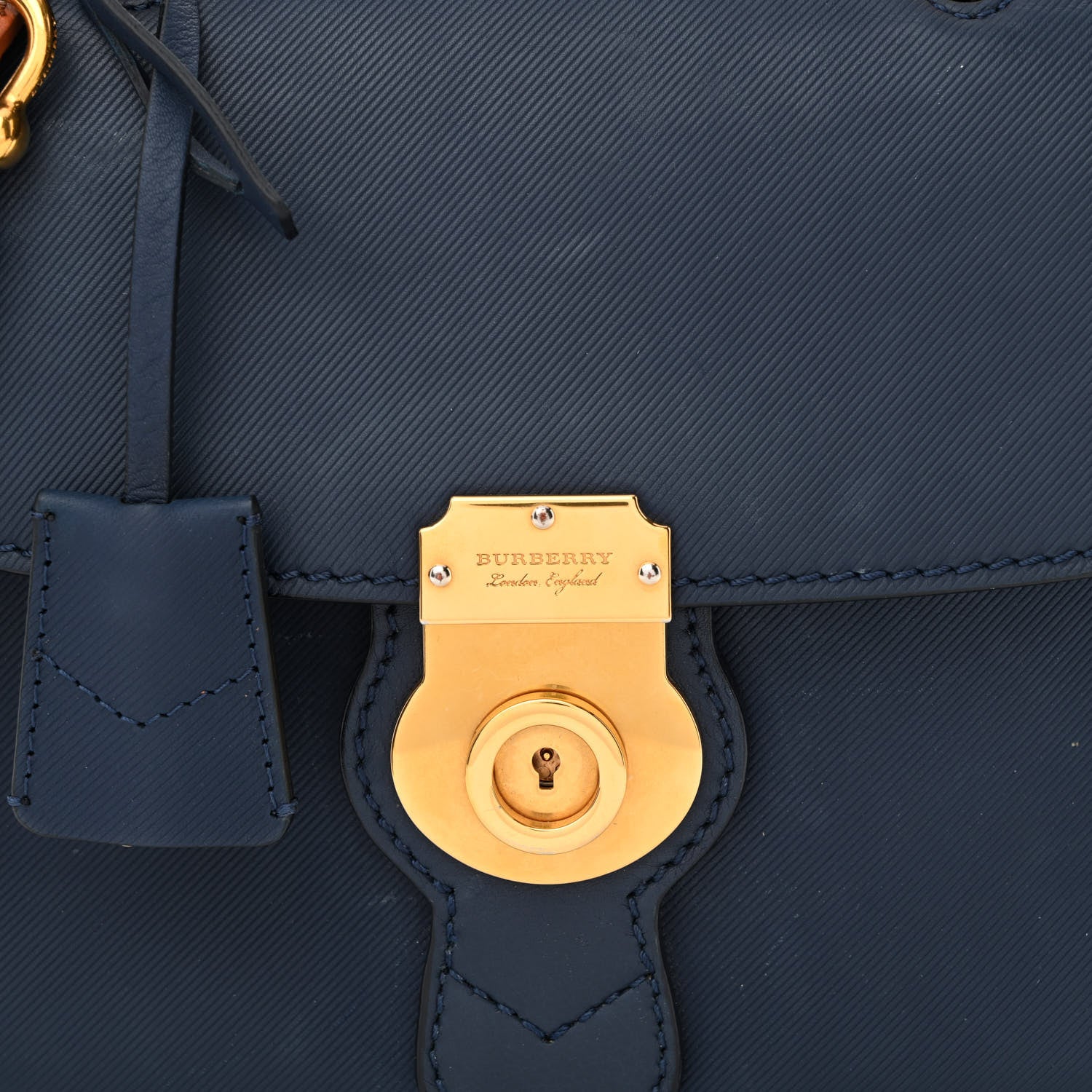 Burberry Trench Calfskin Small DK88 Top Handle Bag Ink Blue 9 of 16