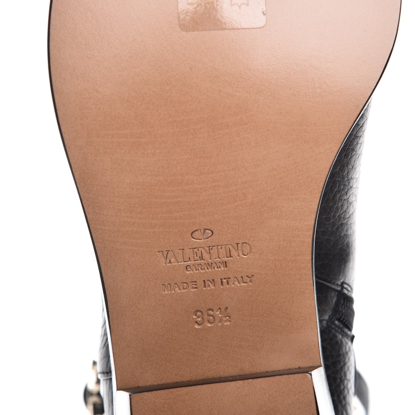 Grained Calfskin Rockstud Single Buckle 35mm Cowboy Ankle Boots 36.5 Black