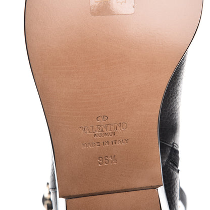 Valentino Garavani Grained Calfskin Rockstud Single Buckle 35mm Cowboy Ankle Boots 36.5 Black 6 of 9