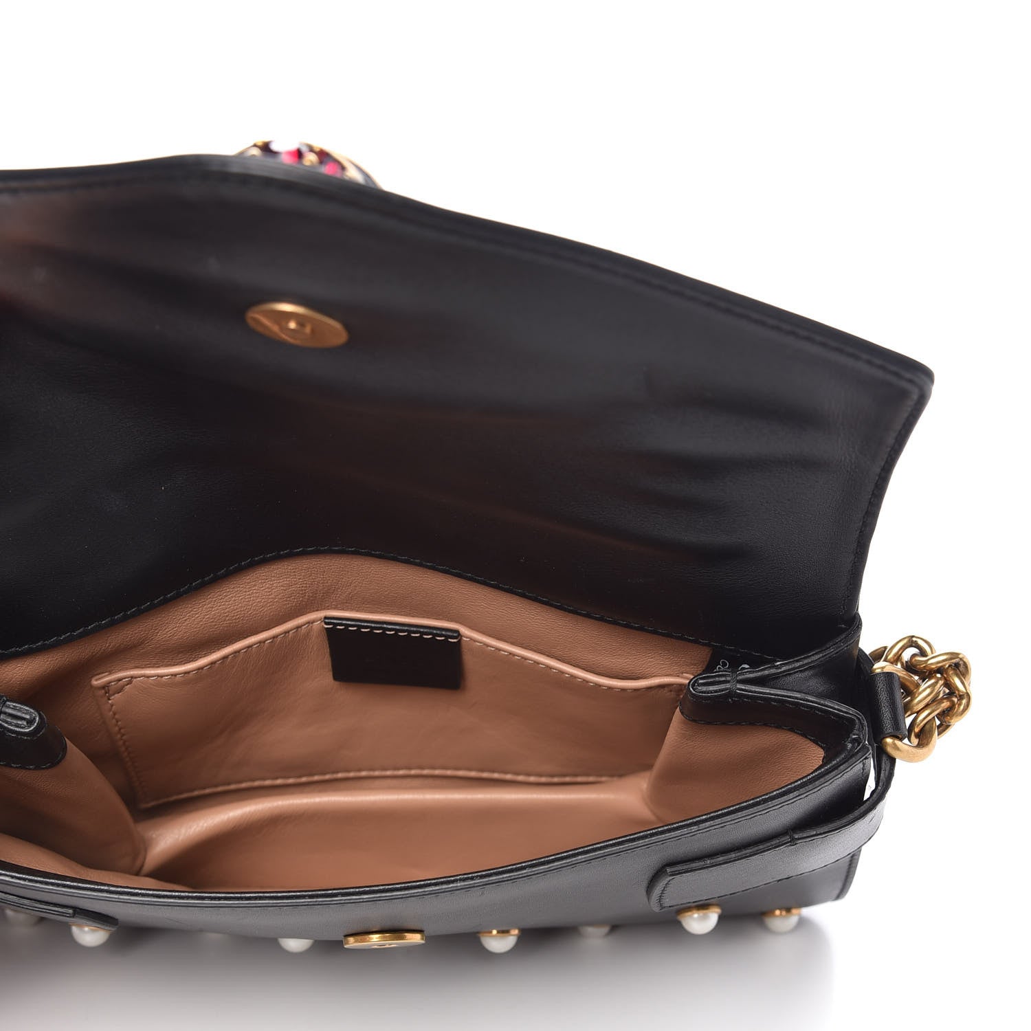 Gucci Nappa Pearl Studded Mini Queen Margaret Broadway Shoulder Bag Black 5 of 10
